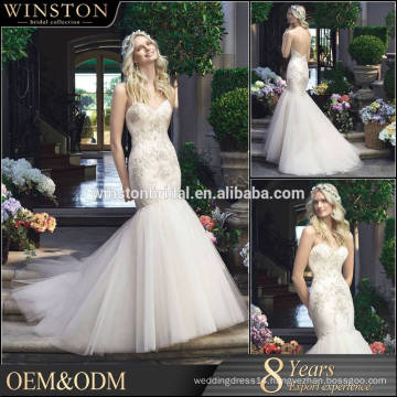 2015 New Design Custom Made mermaid plus size wedding dress